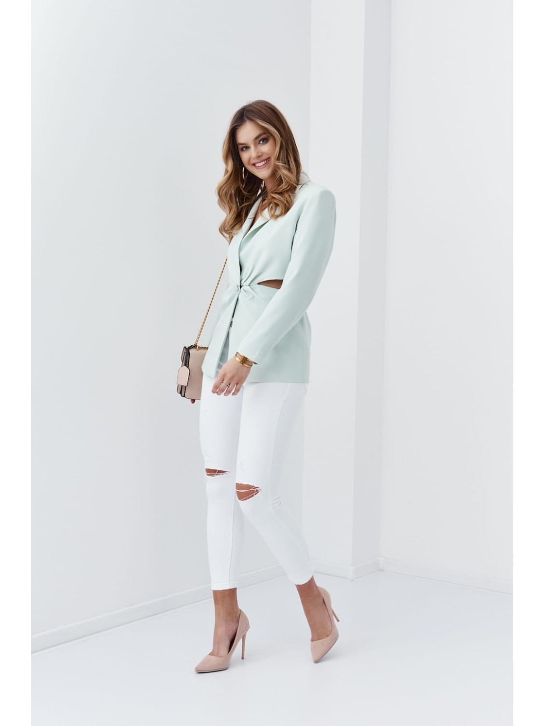 Impressive jacket with cutouts at the waist, mint 6904 - Online store - Boutique